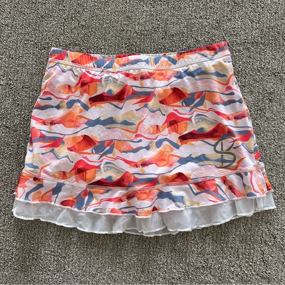 Sofibella Girls Orange and Pink Ruffled Mini Skort Size Large - Picture 1 of 6
